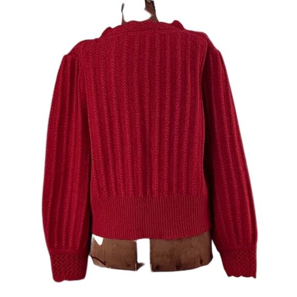 Sundance Sz L Alpine Kiss Cardigan Sweater Red Boho Cozy Grandma Christmas Soft - Picture 3 of 12